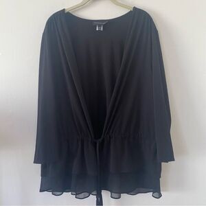 Lane Bryant Stretch Cinch Waist Tie Wrap Cardigan Size 22/24 Black